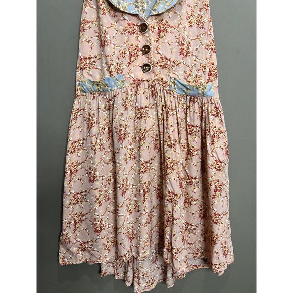 Mink Pink Dress Womens Size M Collar Blue/ Pink Button Mini Pockets Coquette - Picture 6 of 11